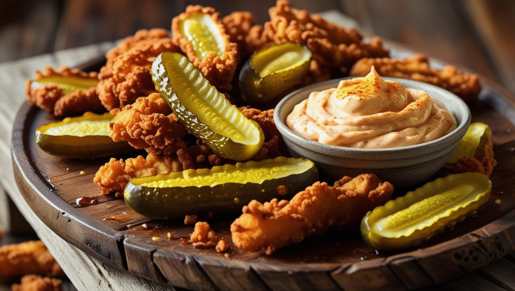 Crispy Southern Fried Pickles with Spicy Mayo Dip