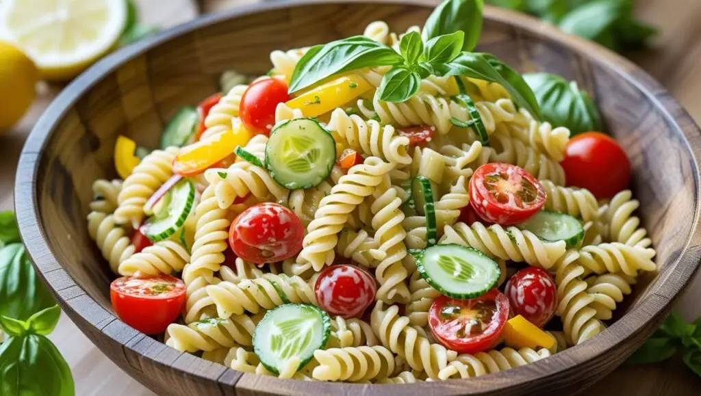 Creamy Summer Pasta Salad with Crunchy Veggies and Zesty Dressing